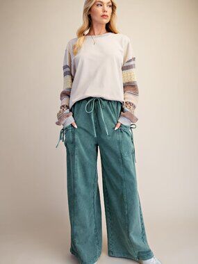 EASEL WASHED TERRY KNIT PANTS 100% COTTON